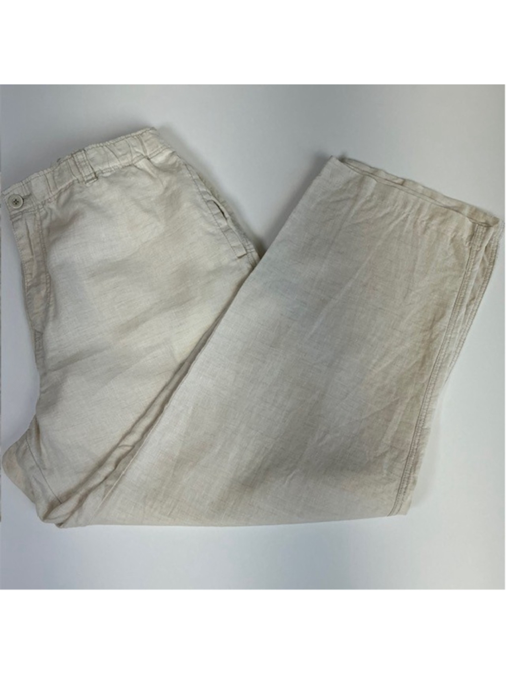 Tommy Bahama RELAX Linen Pants XXL Beige Tan Wide Leg Elastic Waist Drawstring